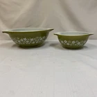 Pyrex Spring Blossom Avocado Green Daisy Cinderella Mixing Bowls Set Of 2