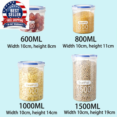 Transparent Sealed Storage Containers for Kitchen Food and Grains, Moisture-Proo