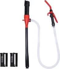 Portable Electric Siphon Pump for Gas and Diesel, Battery-35.4inch tube-Red