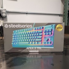 SteelSeries Apex 3 TKL Wired Quiet Gaming Keyboard RGB Backlighting - Aqua