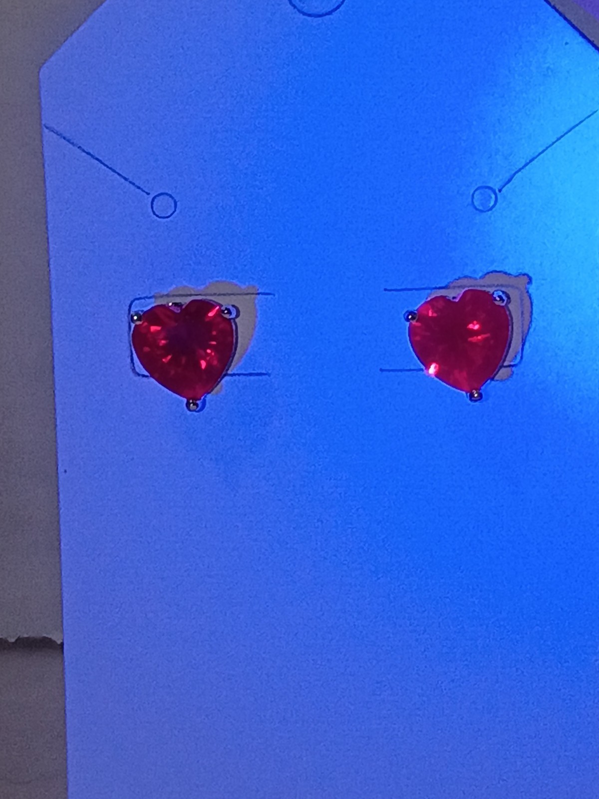 925 Sterling Silver Lab Created Ruby Heart Earrin… - image 2