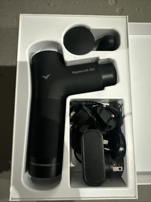 Hyperice Hypervolt GO Black Handheld Percussion Massage Gun Set with charger