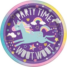 Unicorn Round Dessert Party Paper Plates, 7", 8 Ct.,Party Tableware Serveware