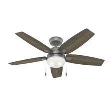 Hunter Fan 52 inch Matte Silver Indoor Ceiling Fan with Pull Chain and Light