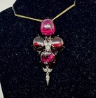 Georgian Garnet Rose Cut Diamond Fly Locket Pendant Necklace Antique Gold 1800 — photo 1