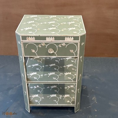 Modern  Bone Inlay Bedside 1 Drawer  Nightstand