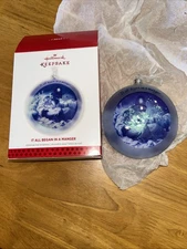 2013 Hallmark IT ALL BEGAN IN A MANGER Blue Glass NATIVITY Keepsake Ornament NOB