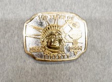 Vtg Silver Gold 100 Years of Liberty Statue of Liberty Belt Buckle Centennial