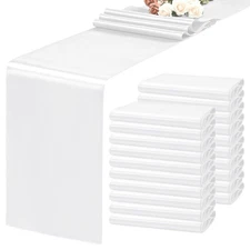 20 Pack Satin Table Runner 12 x 72 Inch White Table Runner fit Rectange and R...