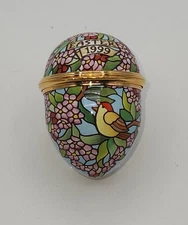 Vintage Halcyon Days 1999 Easter Egg Trinket Box With Stand