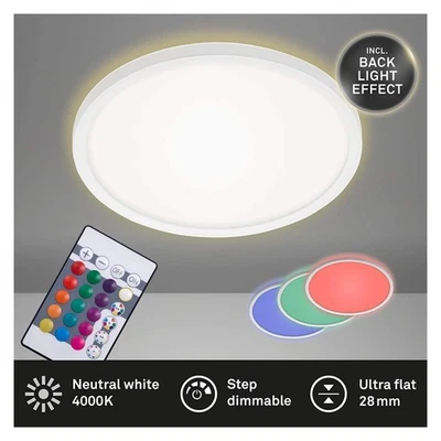 Briloner  Slim LED Panel 22W Back Light Fernbedienung RGB Dimmbar Rund Weiß - Bild 1 von 4