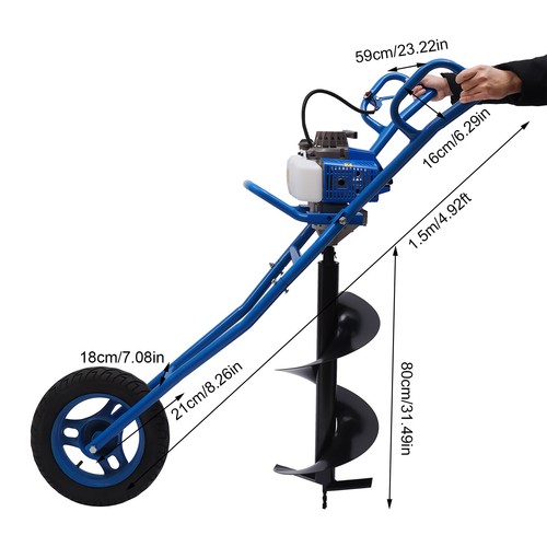 63CC Post Hole Digger Gas Powered Earth Auger Borer Ground Drill Fence w/11" Bit - Picture 5 of 16