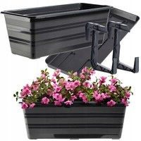 Kadax Blumenkasten Mit Untersetzer Und 2 Griff, Anthrazit, 40 Cm