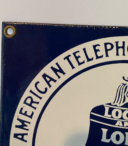 American Bell System Telephone & Telegraph Co. Vintage Porcelain Sign - Picture 5 of 9