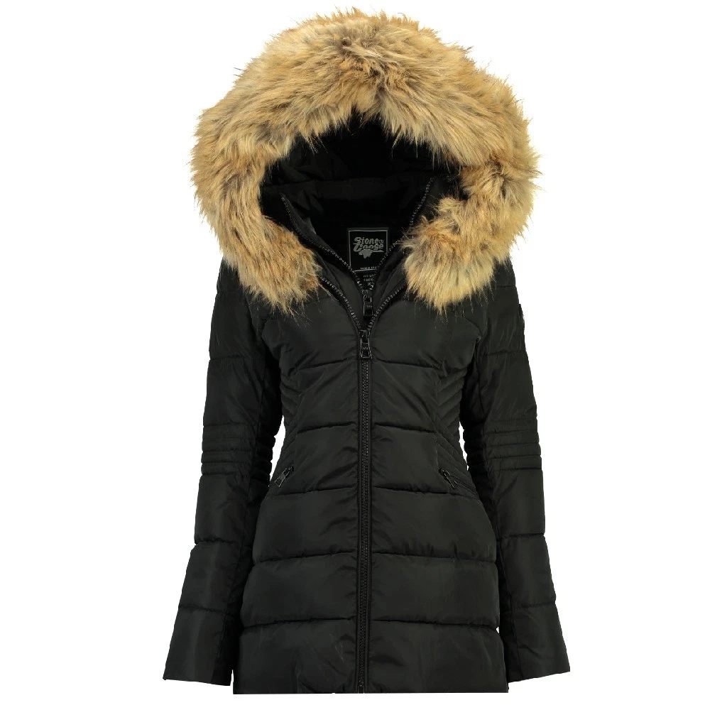 Stone Goose by Geographical Norway Women s Winter Jacket Parka Coat Fur Hood