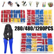 480~280PCS Insulated Electrical Wire Terminals Crimp Spade Connectors Plier Kit