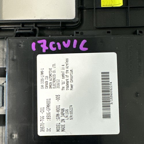 2017 CARTE DE CHARGE HONDA CIVIC CHARGEUR DE TÉLÉPHONE SANS FIL VOITURE OEM 39570-TGG-C01 - Photo 5 sur 6