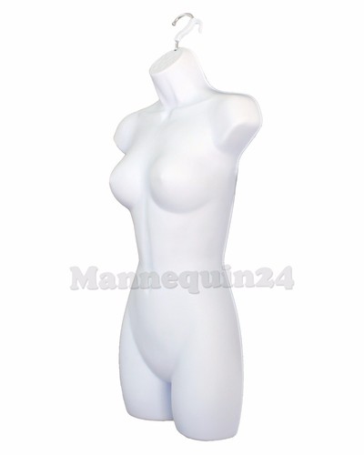 Black & White Female Mannequin Torso Set with Hanger -Women Hanging Dress Forms - Picture 4 of 5