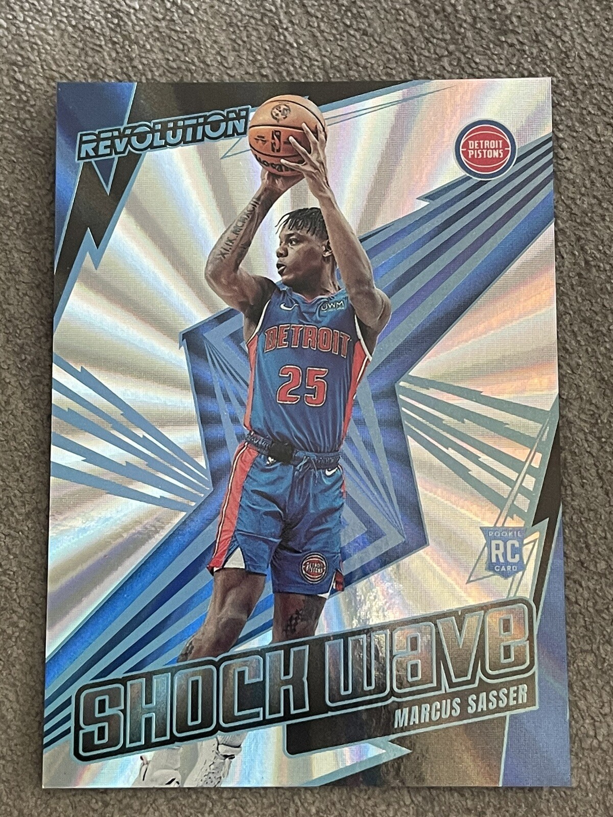 Marcus Sasser 2023-24 Panini Revolution #18 Shock Wave Sunburst Rookie #/75 RC