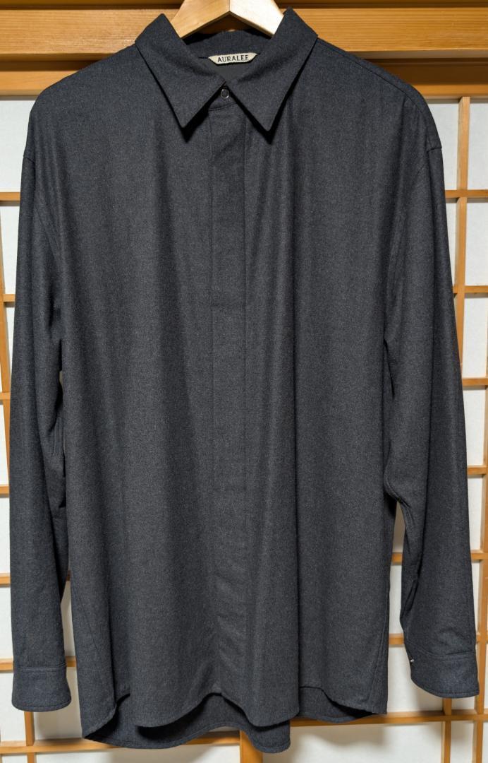 Auralee Wool Fulling Flannel Shirt Size 4 Top Charcoal 20AW Auralee Wool Fulling Flannel Shirt Size 4 Top Charcoal 20AW