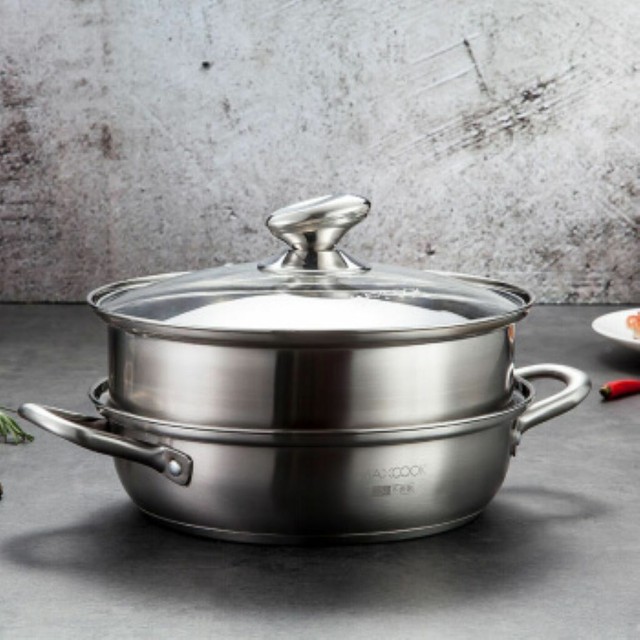 Stainless Steel Steamer Pot Double Tier Crab Lobster Food Cooking