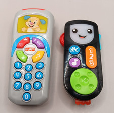 Lot of 2 Fisher Price Laugh and Learn Stream Blue Puppy Remote Control Toy