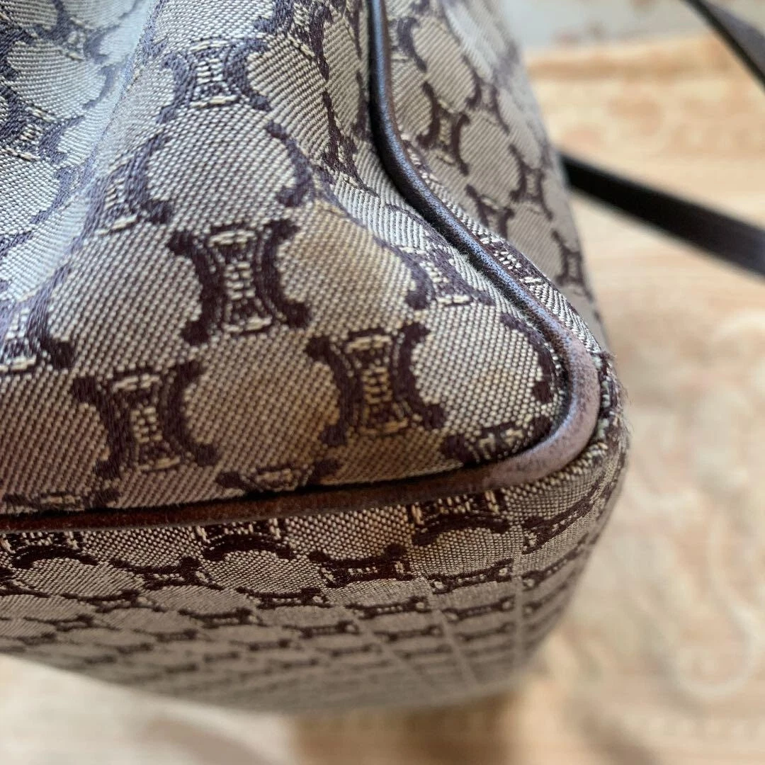 CELINE Macadam Tote Bag Borsa a tracolla Tela Pelle Grigio USATA Autore #S2109