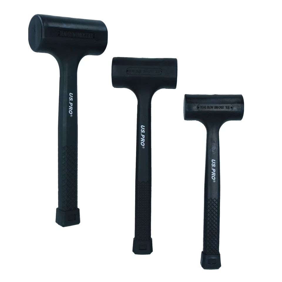 AB TOOLS Dead Blow Hammer Set Mallet Shot Loaded Head Impact Recoil 1lb 2lb 3lb