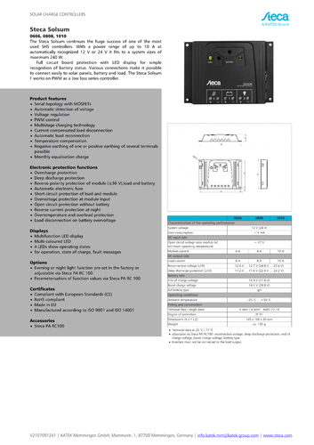Solar Charge Controller Steca Solsum 1010 10A 12/24V LED display - Foto 2 di 2