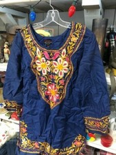 VINTAGE EMBRODERED tunic top blouse - Printed crepe kurta size 9-10