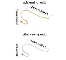 Silver Stainless Steel Ball End Ear Wire Hook Earring Findings 10pcs 5Pairs PS1