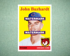 John Buzhardt Chicago Cubs 1958 Style Custom Baseball Art Card