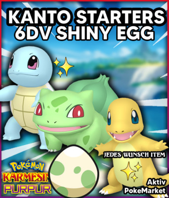 KANTO STARTERS EGGS   SHINY 6DV   Pokemon Karmesin und Purpur Lvl 1