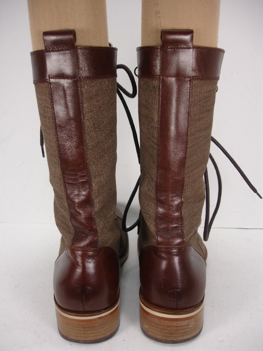 HELM 2843 BROWN LEATHER CANVAS LACE FRONT BOOTS 9 $_57.JPG?set_id=8800005007 main image 4