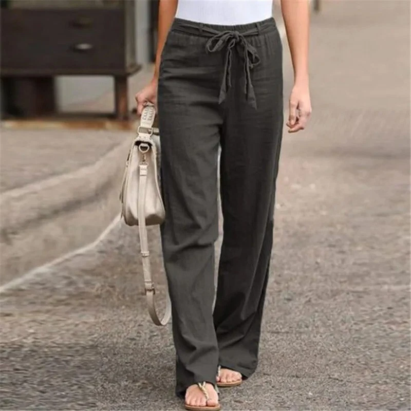 Cotton and linen wide leg pants for women lightweight breathable high waisted Cotton and linen wide leg pants for women lightweight breathable high waisted