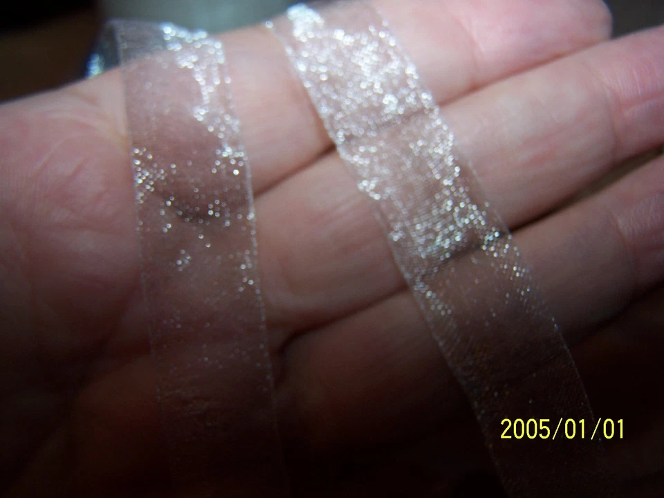 JOLI RUBAN EN MOUSSELINE D'ORGANZA. REFLETS IRISES. COULEUR blanc. N°203 - Photo 3/4