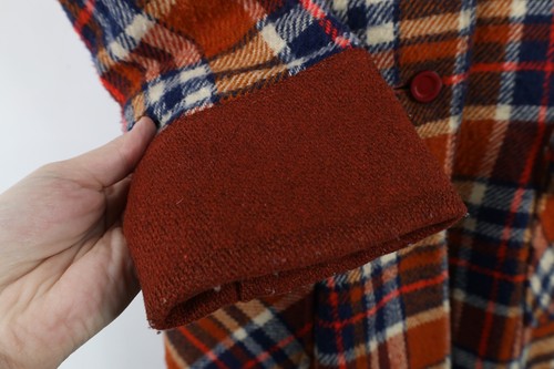 Vintage 60s 70s Girls Size 7 Distressed Wool Quilted Hooded Peacoat Jacket USA - Picture 6 of 16