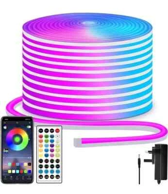 segrass LED neon Lights Strip 15M 24v RGB with Remote,APP Control, IP65...