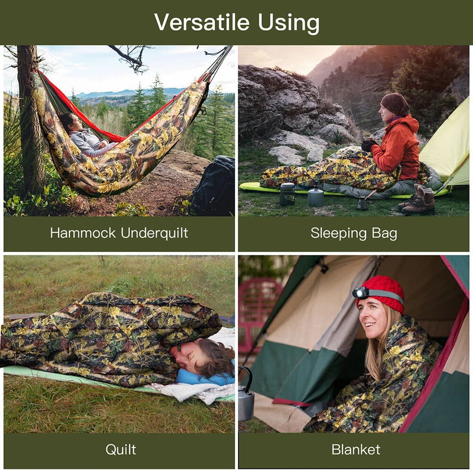 Hamaca 3 en 1 debajo del edredón, manta y saco de dormir para acampar, mochilería, viaje Foto 2 de 4