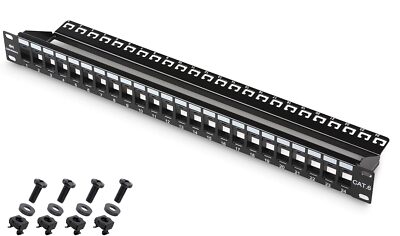 Rackmount or Wall Mount 1U 24 Port Keystone Patch Panel with Cable Management