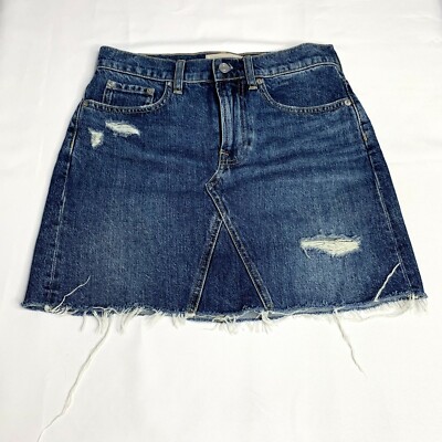 Everlane The Reconstructed Skirt Distressed Denim Skirt Size 26