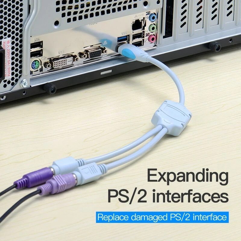 Dynamode USB to 2 PS2 Active Adaptor Extension Cable For Keyboard & Mouse - Image 3 of 4