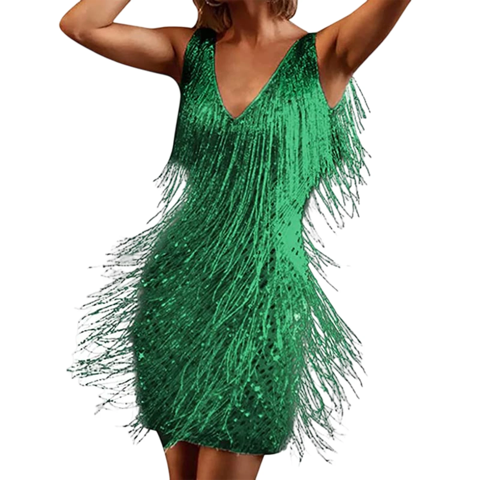 VETEMENTS Abito da ballo latino scollo a V senza maniche donna slim fit chiusura zip abbigliamento festa