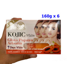 Kojic White Gluta Papaya Arbutin Soap 7 days White, 160g x 6 bars