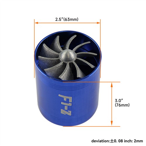 F1-Z Double Supercharger Turbine Turbo charger Air Intake Fuel Saver Fan Blue - Bild 8 von 9