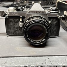 PENTAX ME Super 35mm FILM CAMERA W/50mm 1:2 ASAHI LENS And Flash  s UNTESTED
