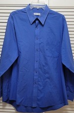 Pierre Cardin Regular Fit Blue Collared Long Sleeve Men's Dress Shirt 17 1/2