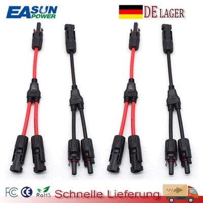2 Paar Y Verteiler Solarkabel Solarpanel Parallel kabel Stecker Buchse 2 Fäch