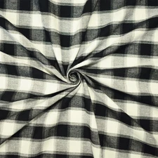 Black-Ivory Cotton-Rayon Famous Maker Plaid Check Twill Woven Fabric