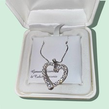 Collar de Plata Circonita Cúbica - Colgante Corazón Gemas con Acento de Diamantes Reales, 18"
